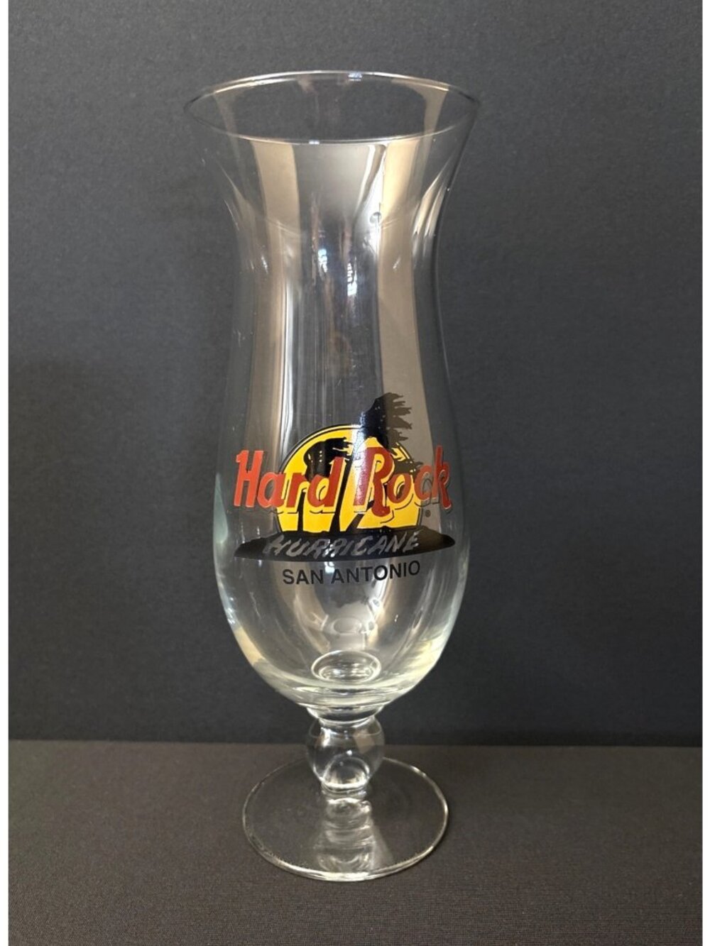 Hard Rock Cafe San Antonio Hurricane Cocktail Glass Palm Tree Tropical Sunset